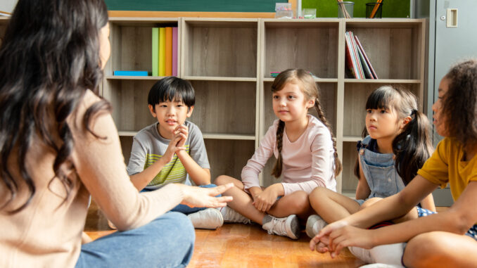 Teacher and kids in a classroom