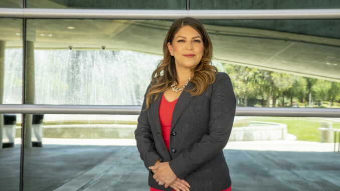 City councilwoman in front of city hall