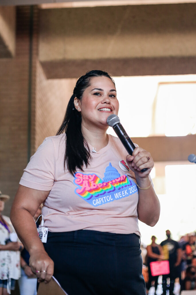 Karen Borja at a rally