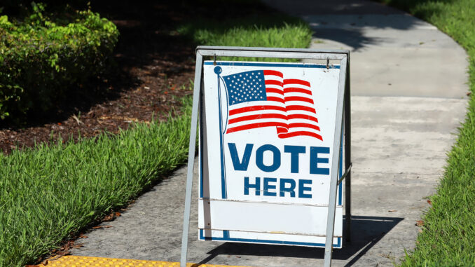 sign at a polling place