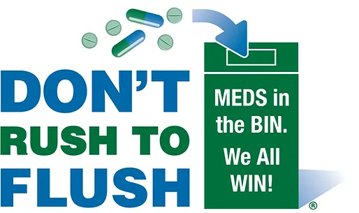 Don't Rush to Flush. Meds in the bin. We All Win!