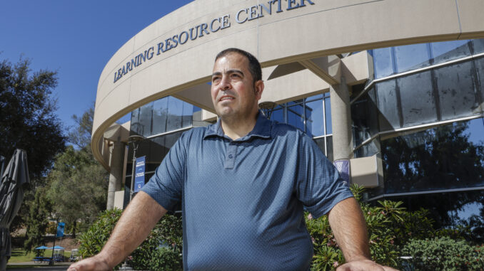 Portrait of Steve Chika at Cuyamaca College where he attended ESL classes.